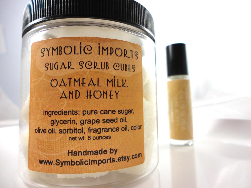 Gift Set - Sugar Scrub Cubes And Perfume - Oatmeal Milk And Honey
